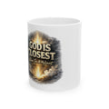 Inspirational Christian Mug – "God Is Closest When I’m At My Lowest" Ceramic Coffee Cup (11oz/15oz)