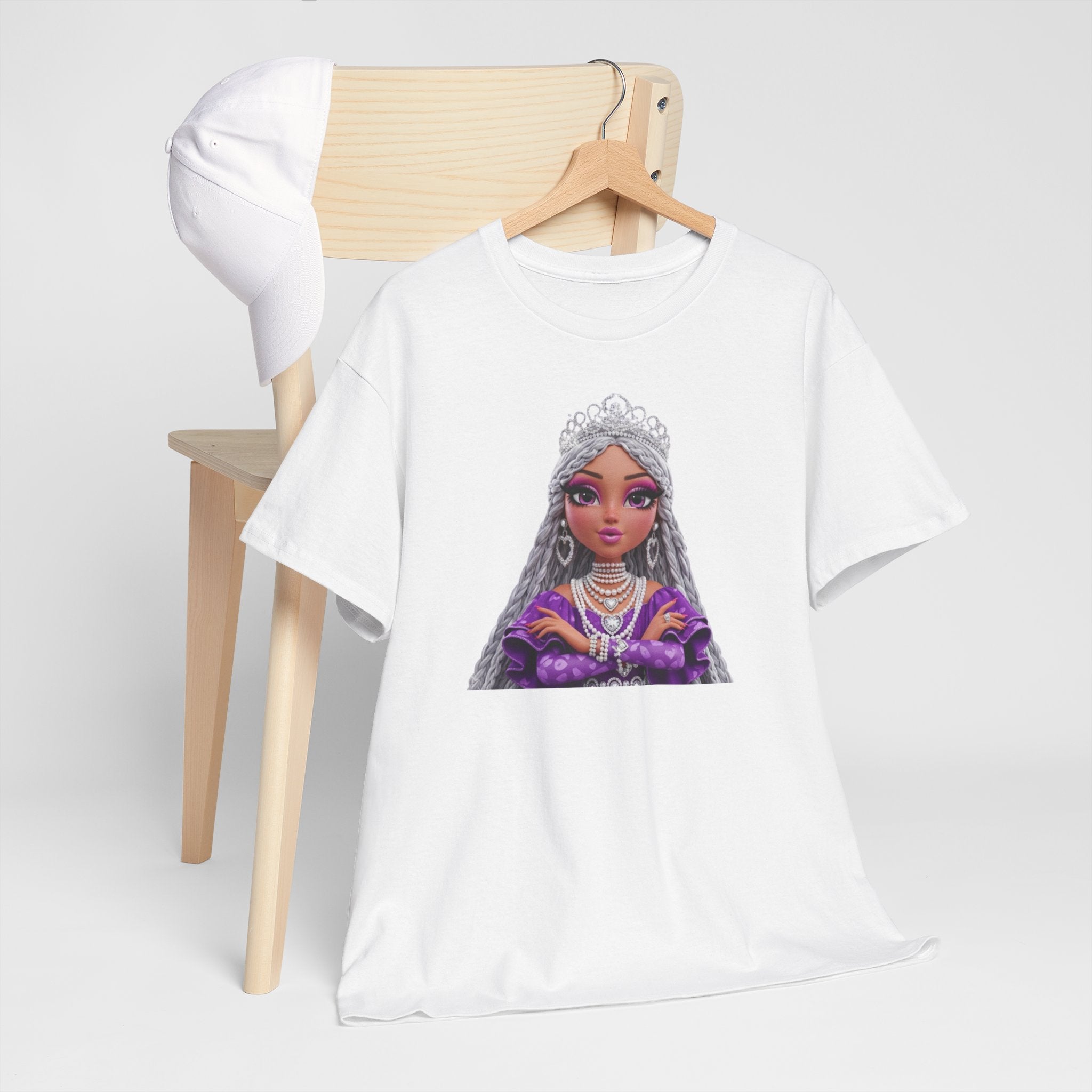 Queen Princess Portrait Tee — Purple Royalty Graphic T-Shirt