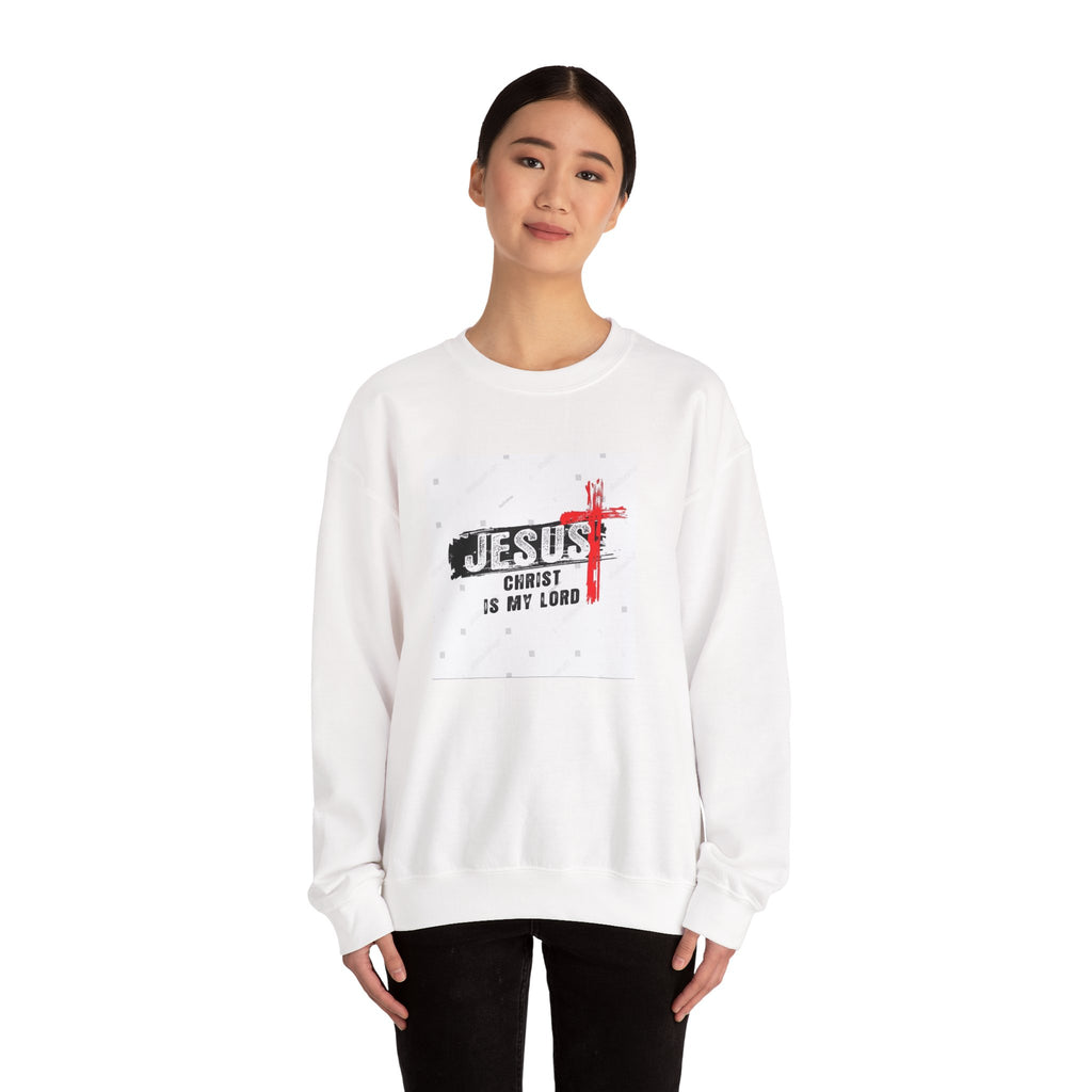 Christian Crewneck Sweatshirt — "Jesus Christ Is My Lord" Cross Design