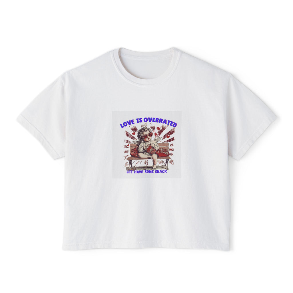Cute Cat with Roses Women's Boxy Tee — Valentine's Cat Lover Shirt