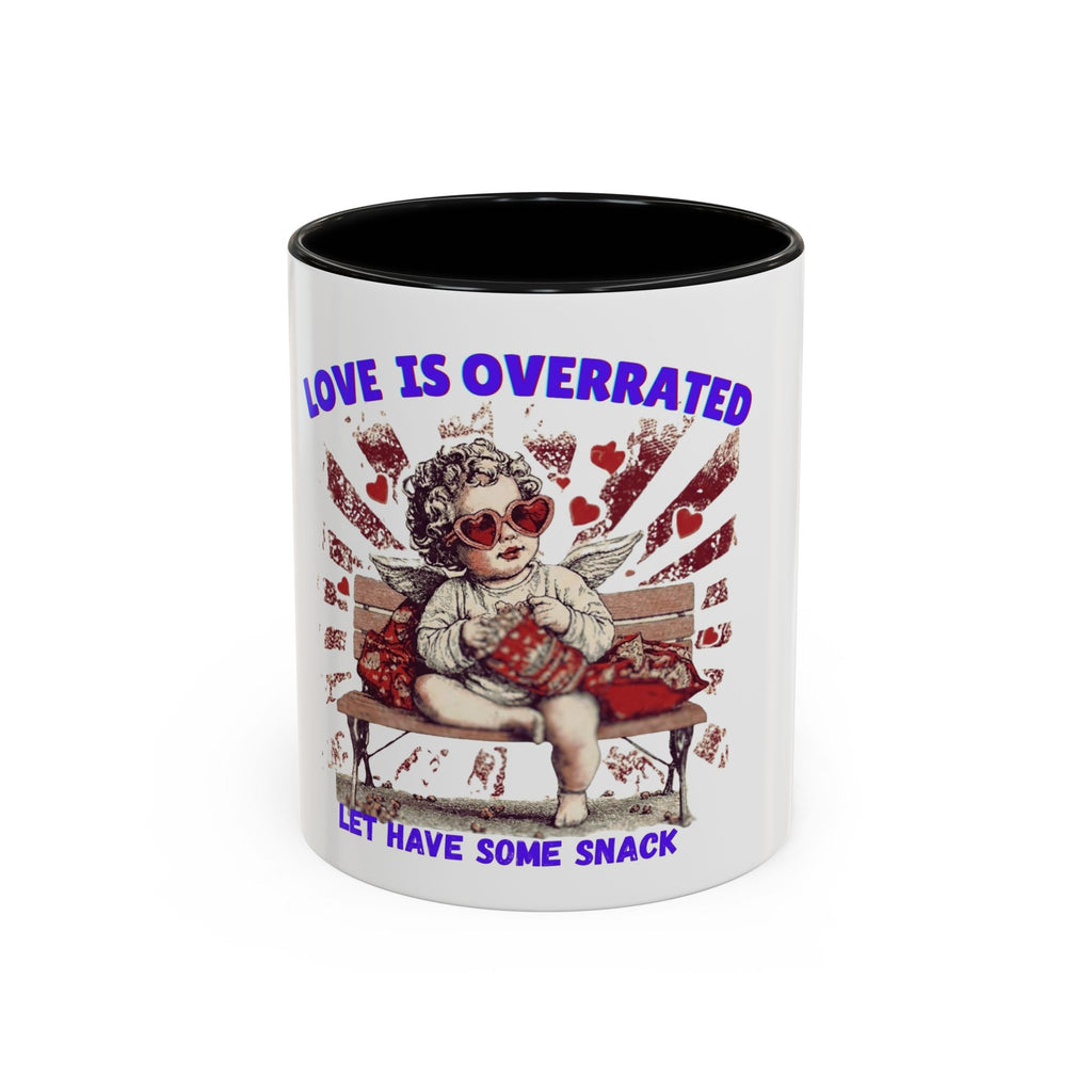Coffee Mug — "Love Is Overrated, Let’s Have Some Snack" Funny Retro Grandma Novelty Mug