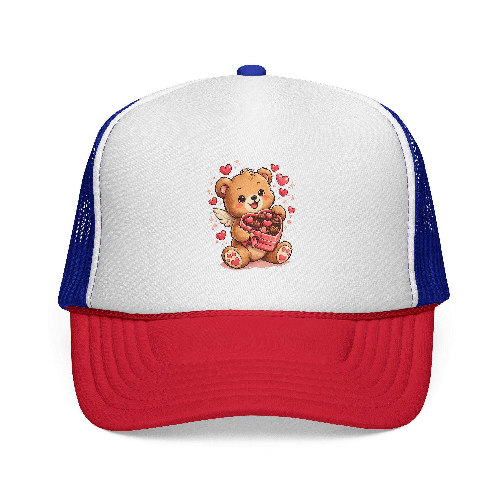 Valentine Teddy Trucker Cap — Cute Heart Bear Valentine’s Hat