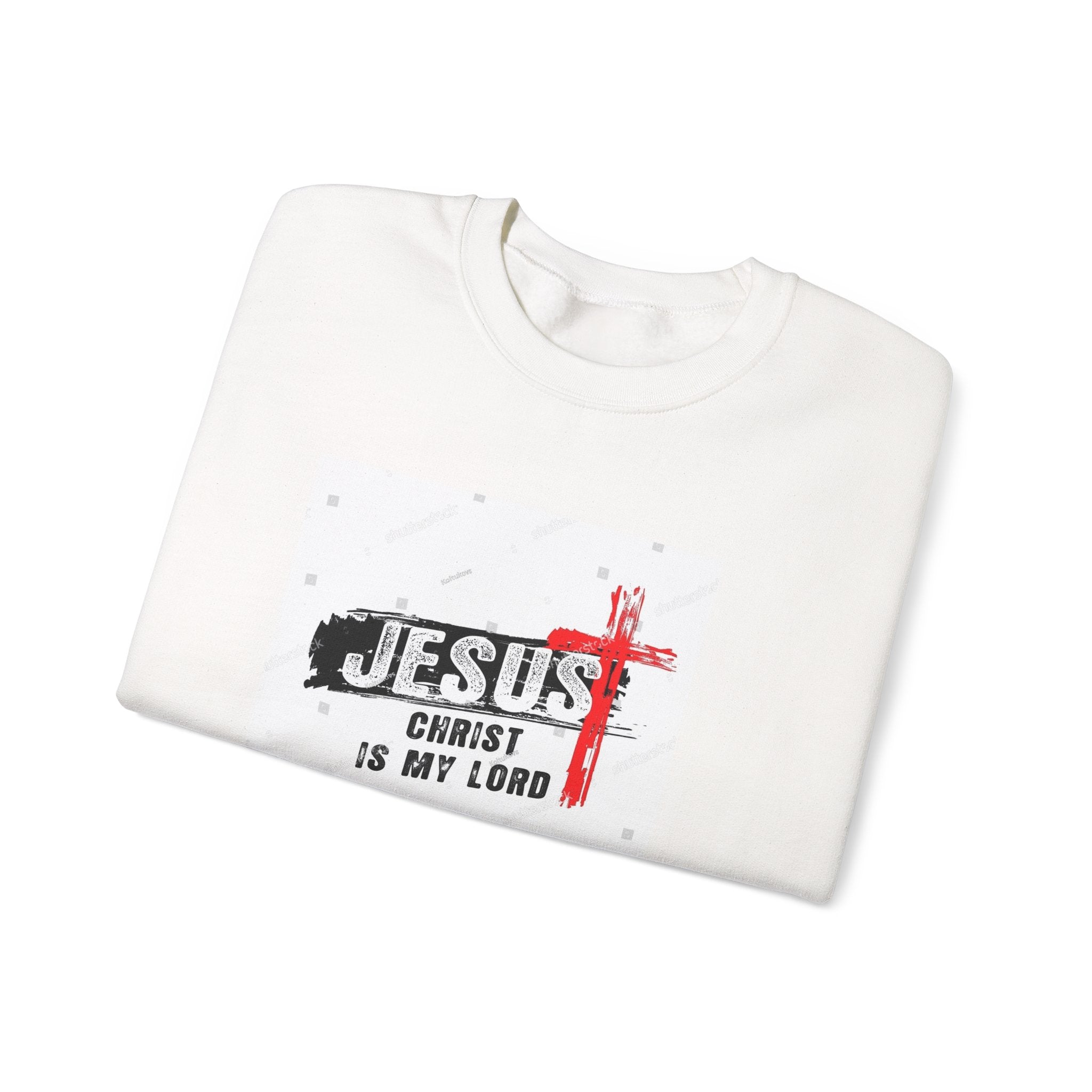 Christian Crewneck Sweatshirt — "Jesus Christ Is My Lord" Cross Design