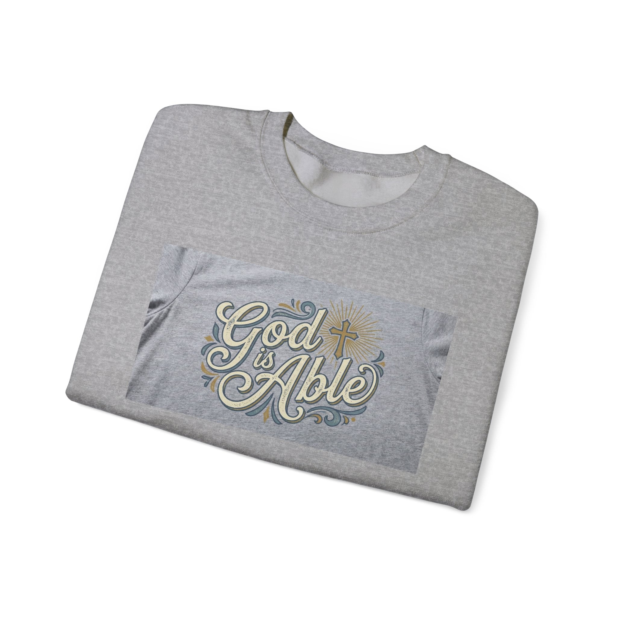 Crewneck Sweatshirt — "Good & Able" Retro Script Inspirational Pullover