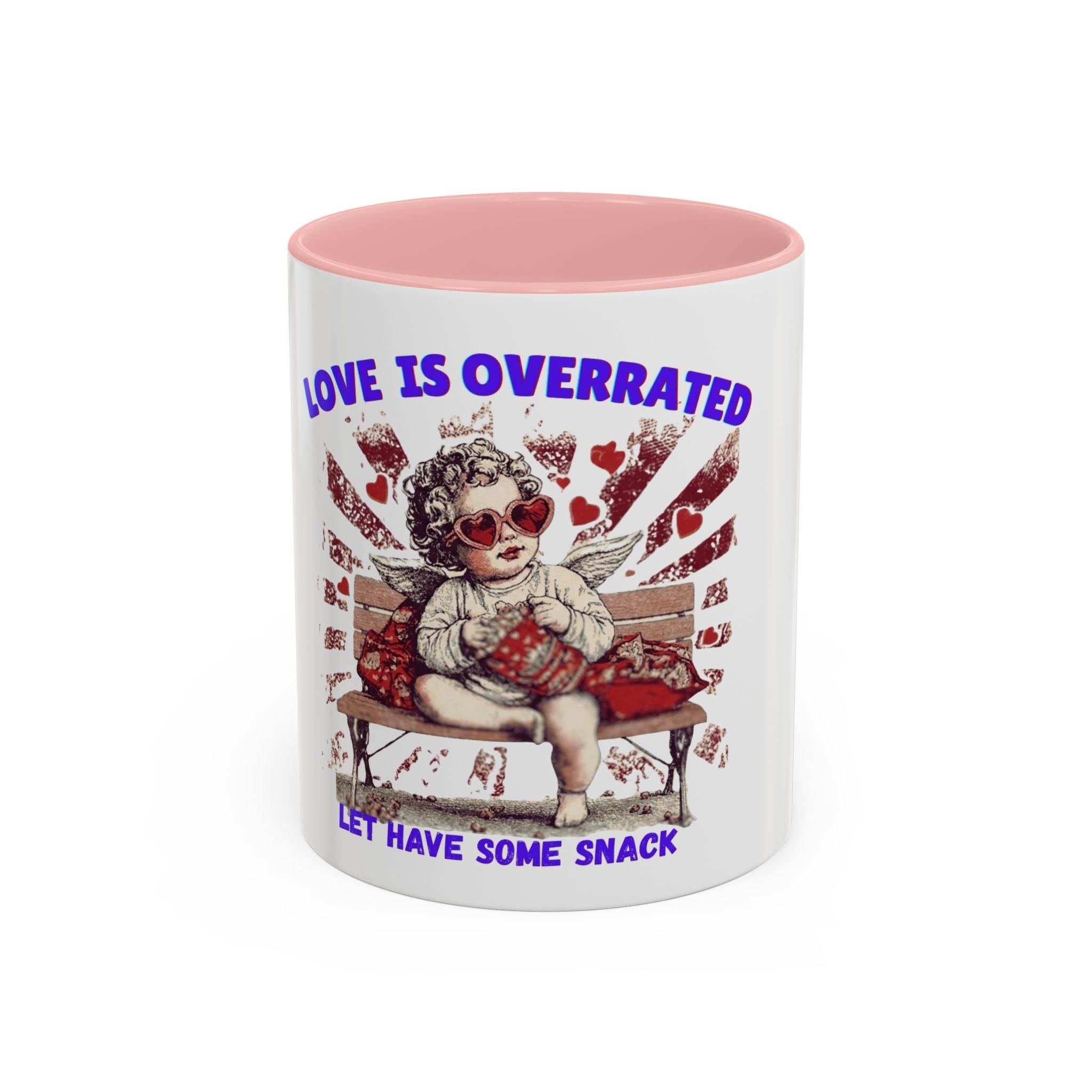 Coffee Mug — "Love Is Overrated, Let’s Have Some Snack" Funny Retro Grandma Novelty Mug