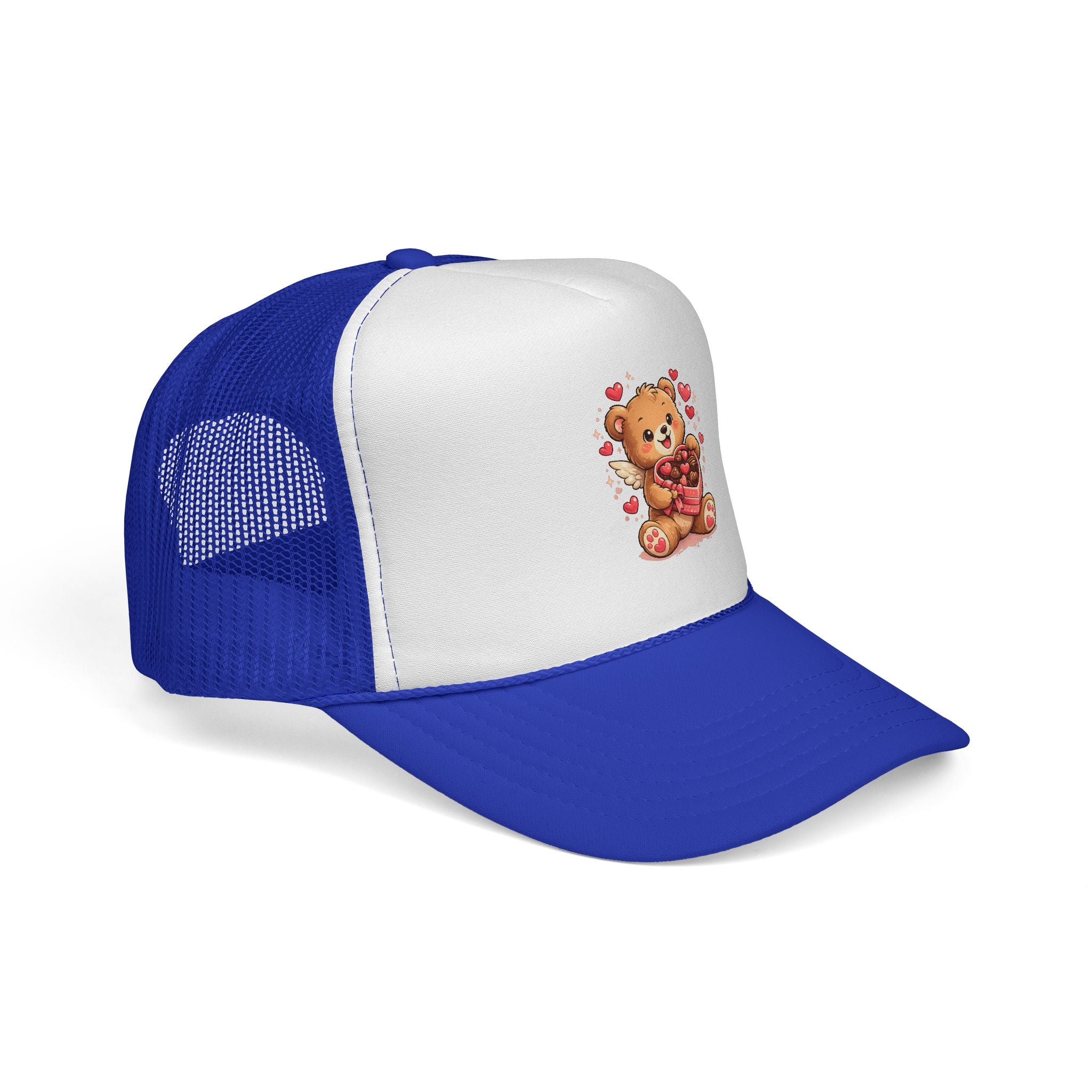 Valentine Teddy Trucker Cap — Cute Heart Bear Valentine’s Hat