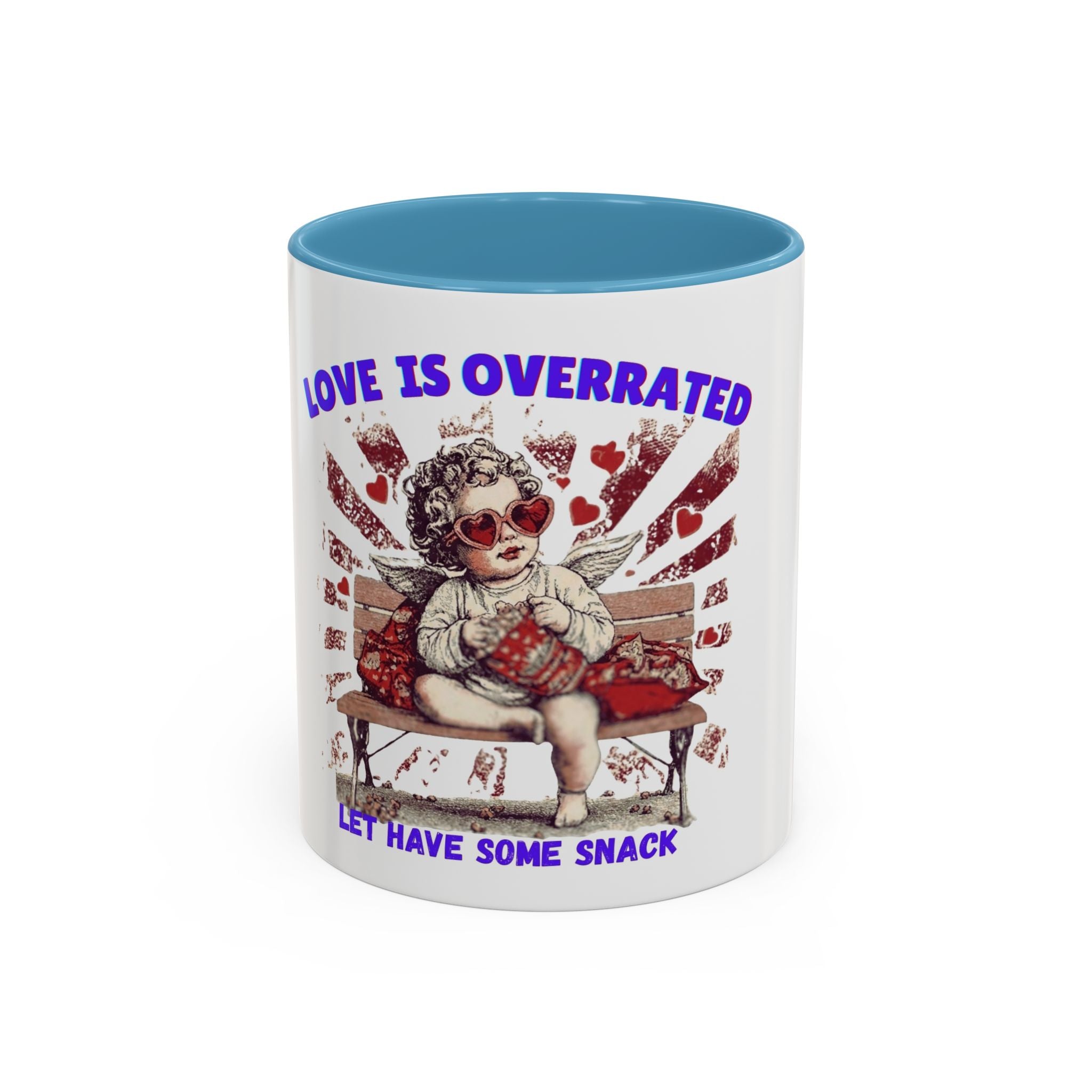 Coffee Mug — "Love Is Overrated, Let’s Have Some Snack" Funny Retro Grandma Novelty Mug