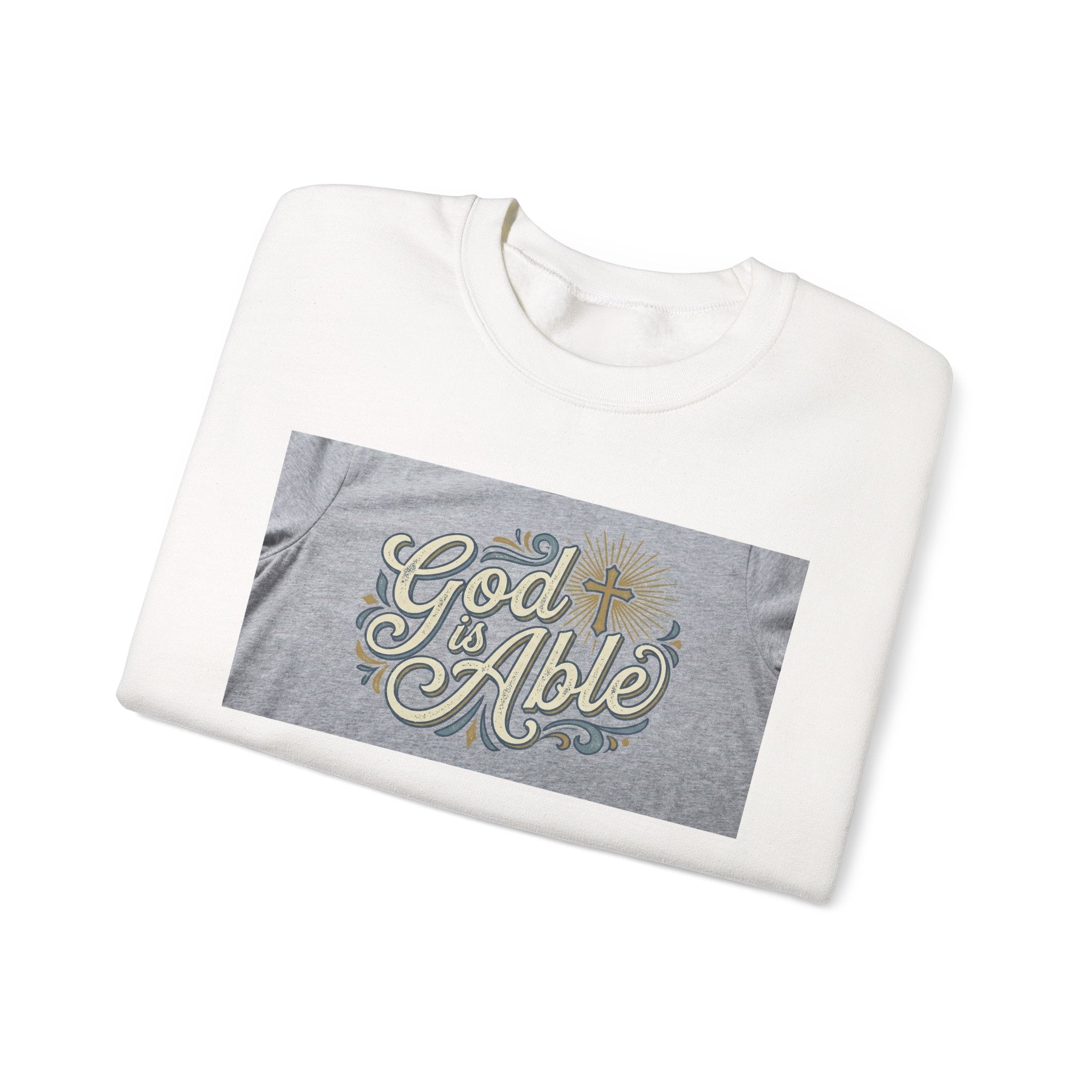 Crewneck Sweatshirt — "Good & Able" Retro Script Inspirational Pullover