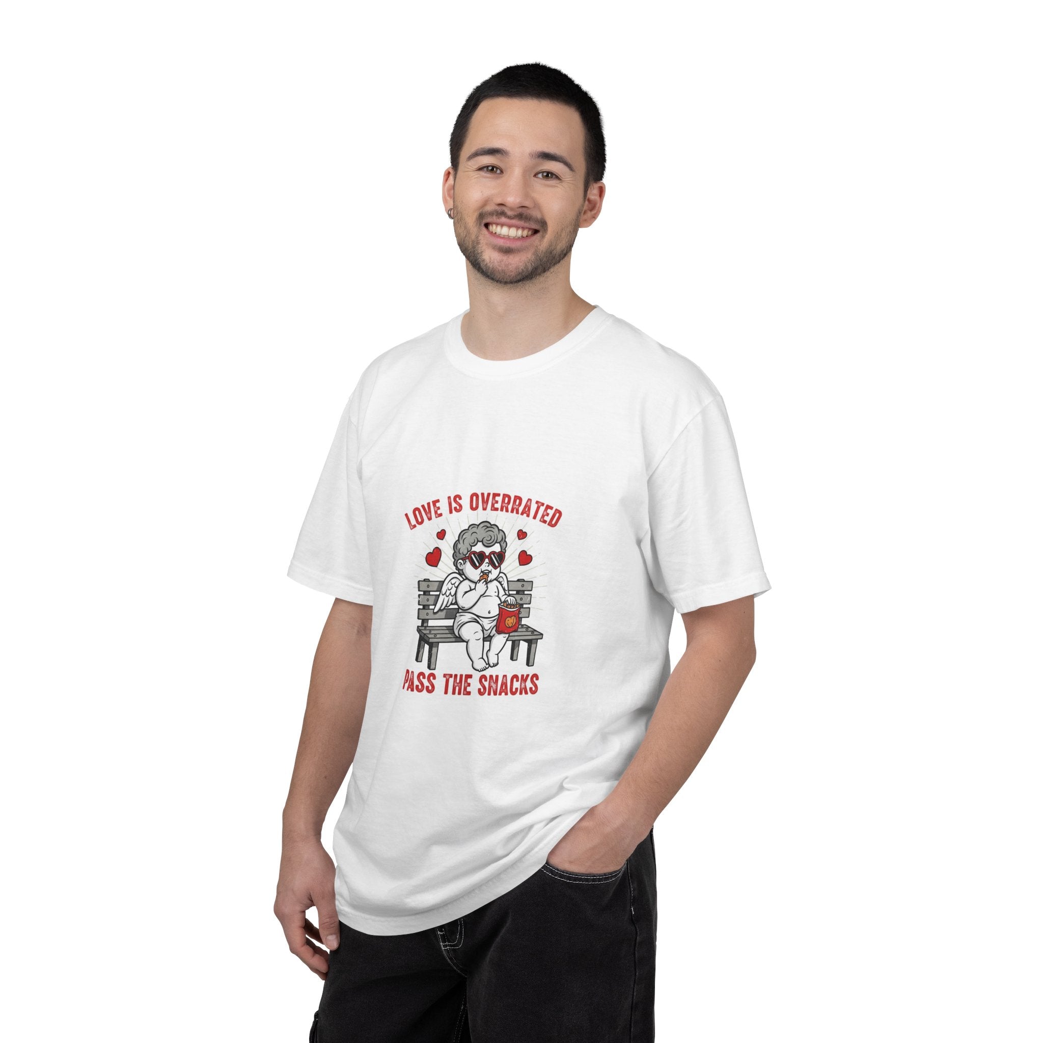 T-Shirt — "Love Is Overrated, Pass The Snacks" Graphic Tee