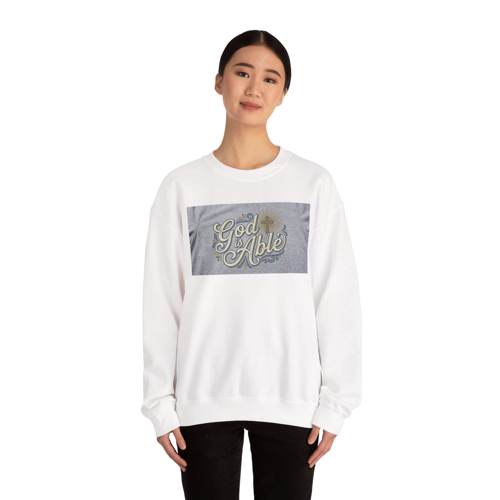 Crewneck Sweatshirt — "Good & Able" Retro Script Inspirational Pullover