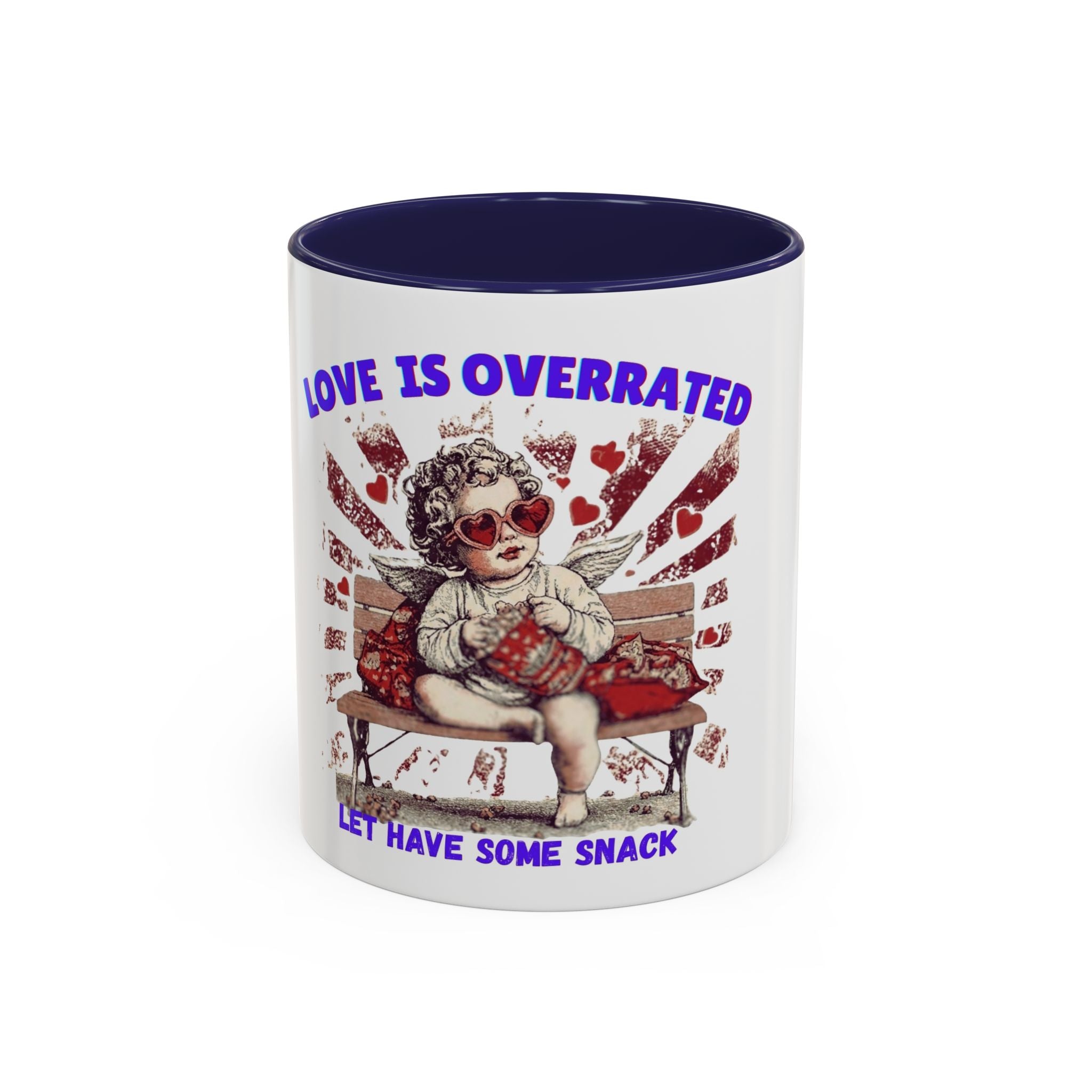 Coffee Mug — "Love Is Overrated, Let’s Have Some Snack" Funny Retro Grandma Novelty Mug