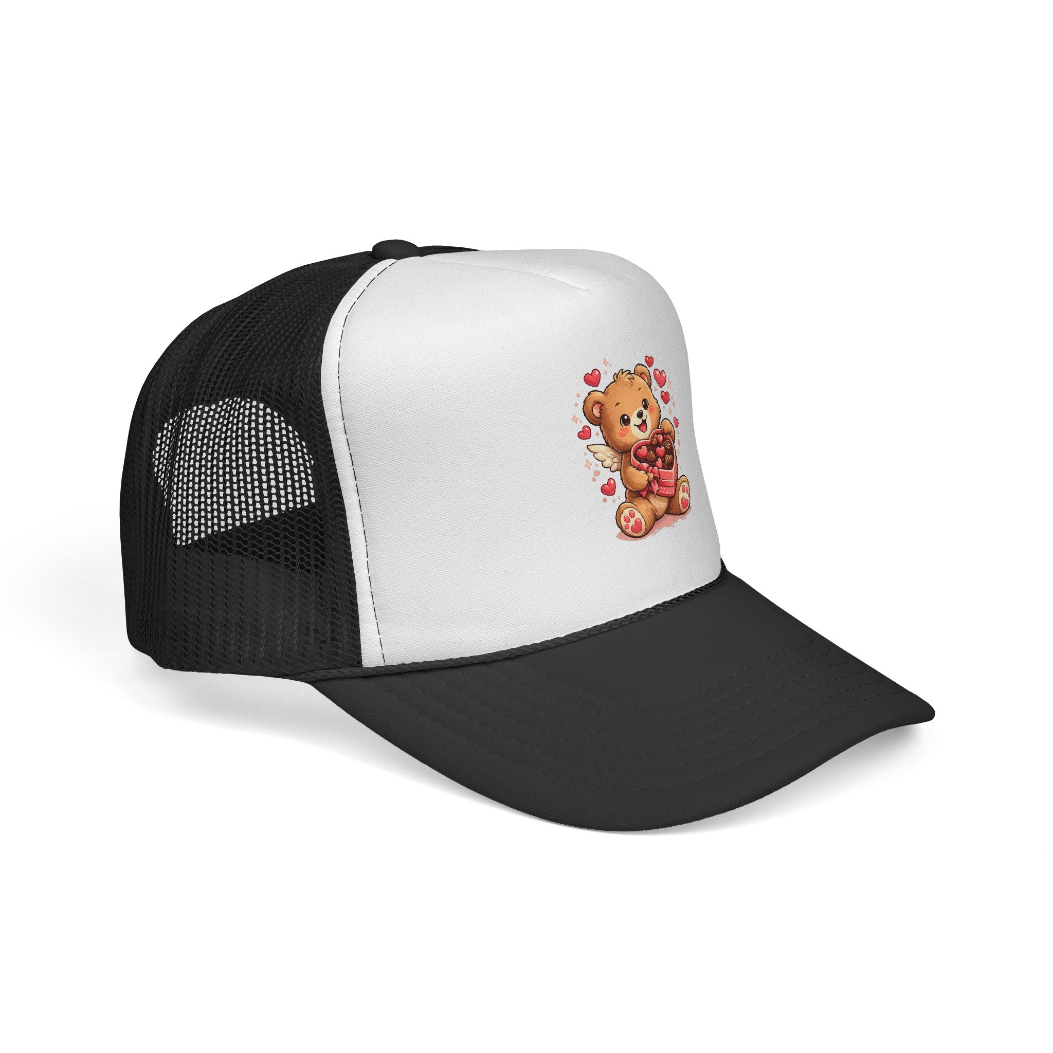 Valentine Teddy Trucker Cap — Cute Heart Bear Valentine’s Hat