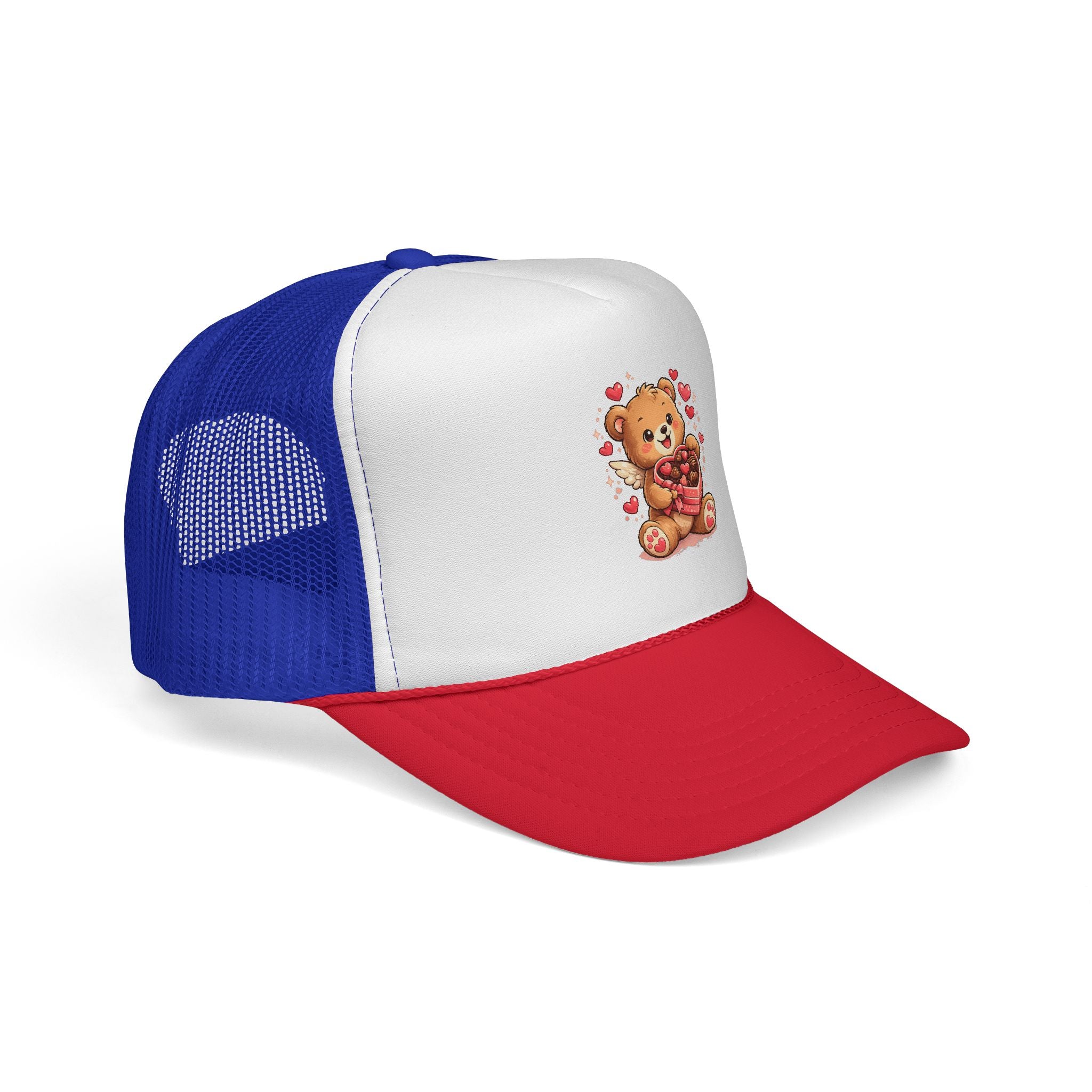 Valentine Teddy Trucker Cap — Cute Heart Bear Valentine’s Hat