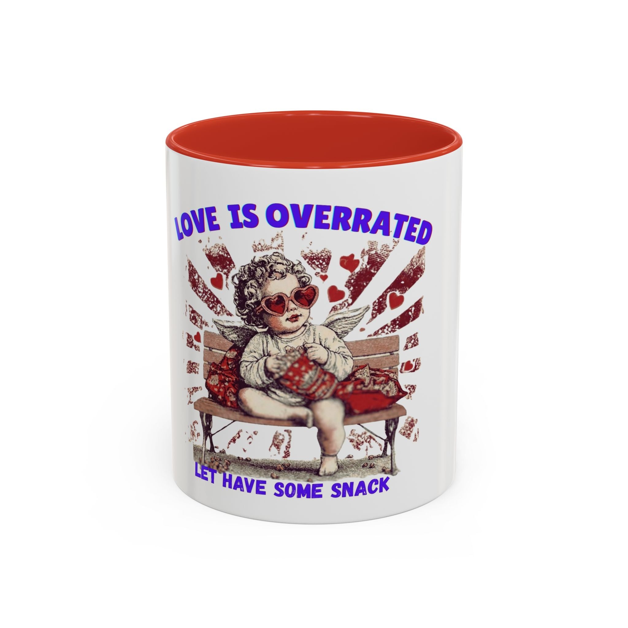 Coffee Mug — "Love Is Overrated, Let’s Have Some Snack" Funny Retro Grandma Novelty Mug