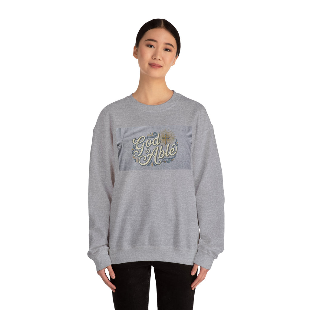 Crewneck Sweatshirt — "Good & Able" Retro Script Inspirational Pullover