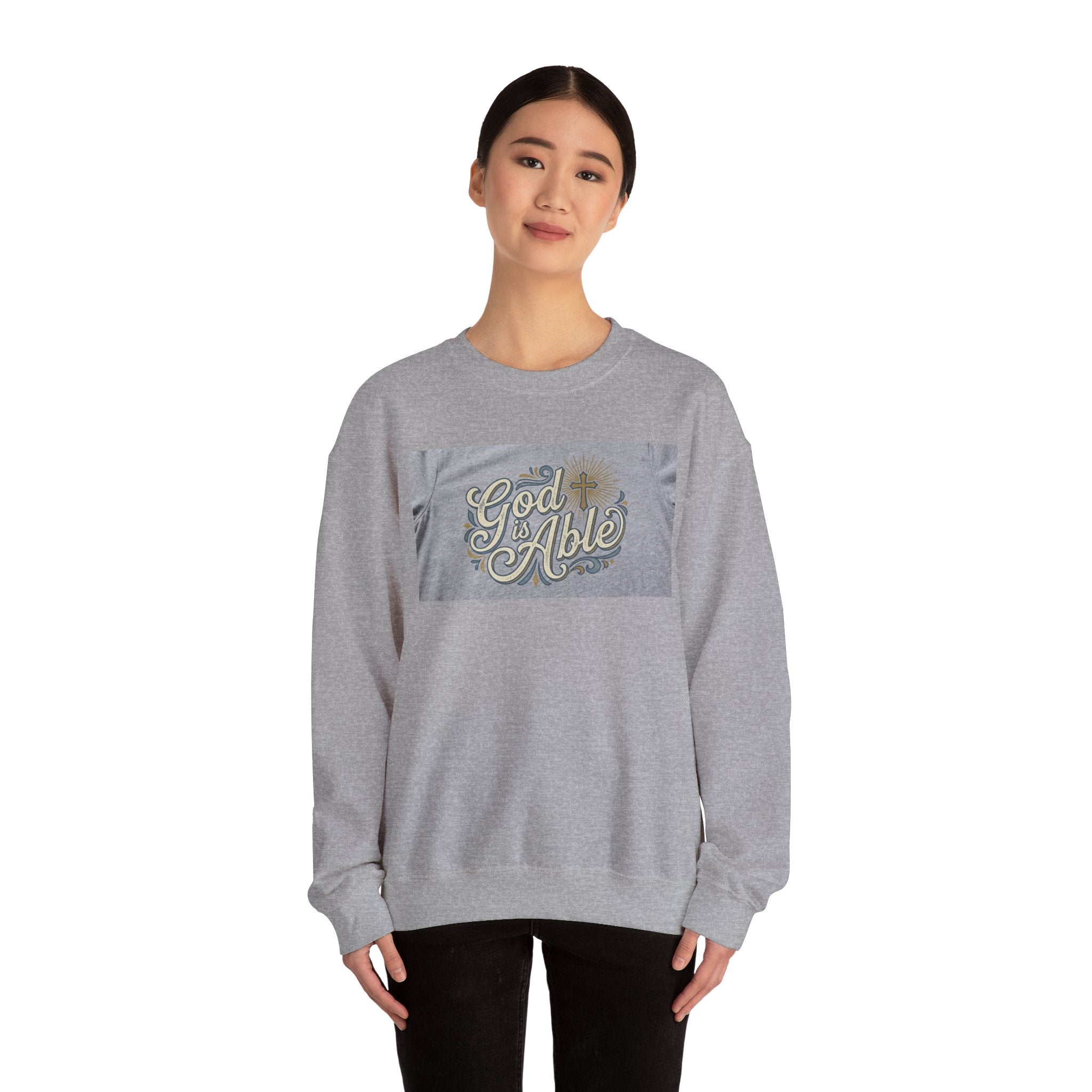 Crewneck Sweatshirt — "Good & Able" Retro Script Inspirational Pullover
