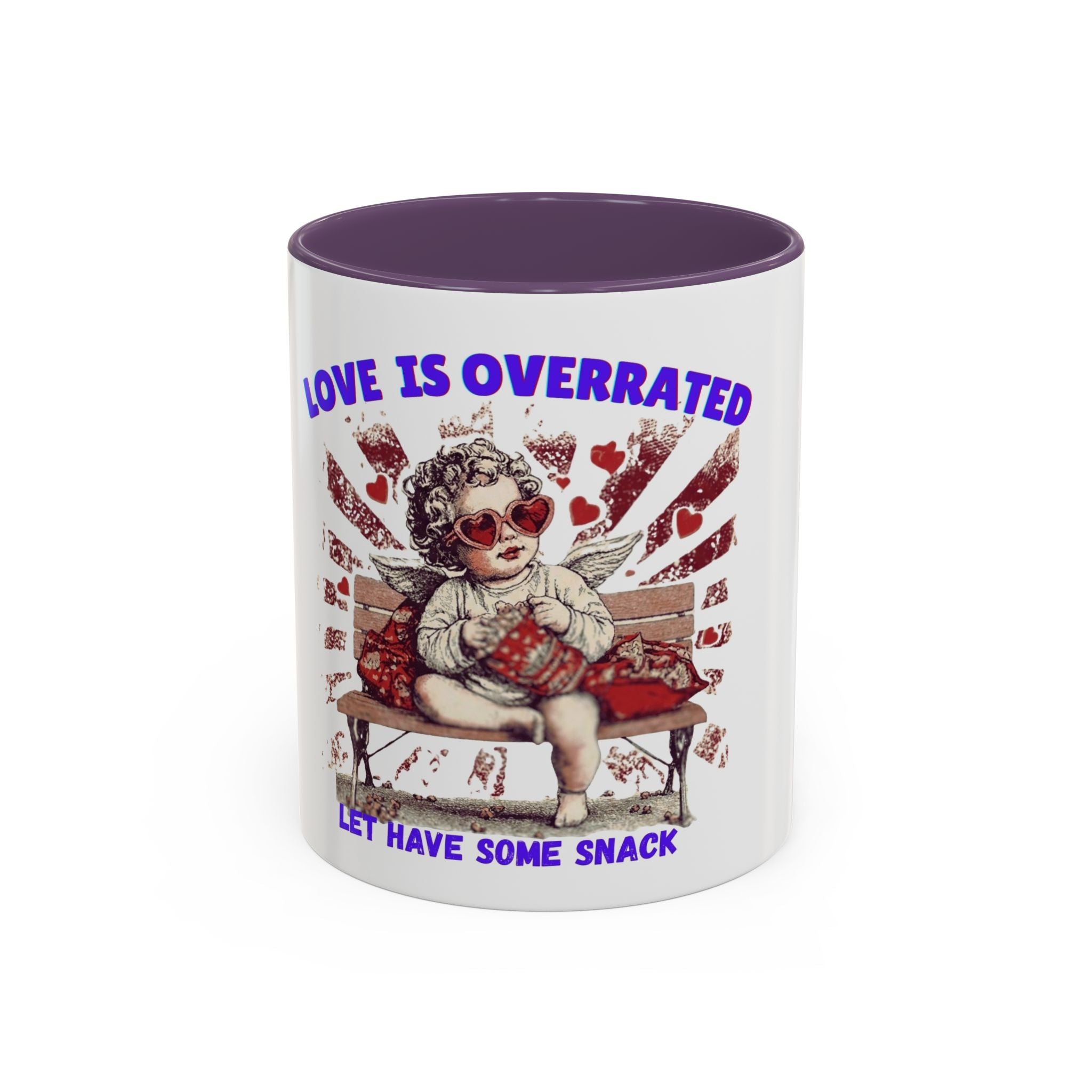 Coffee Mug — "Love Is Overrated, Let’s Have Some Snack" Funny Retro Grandma Novelty Mug
