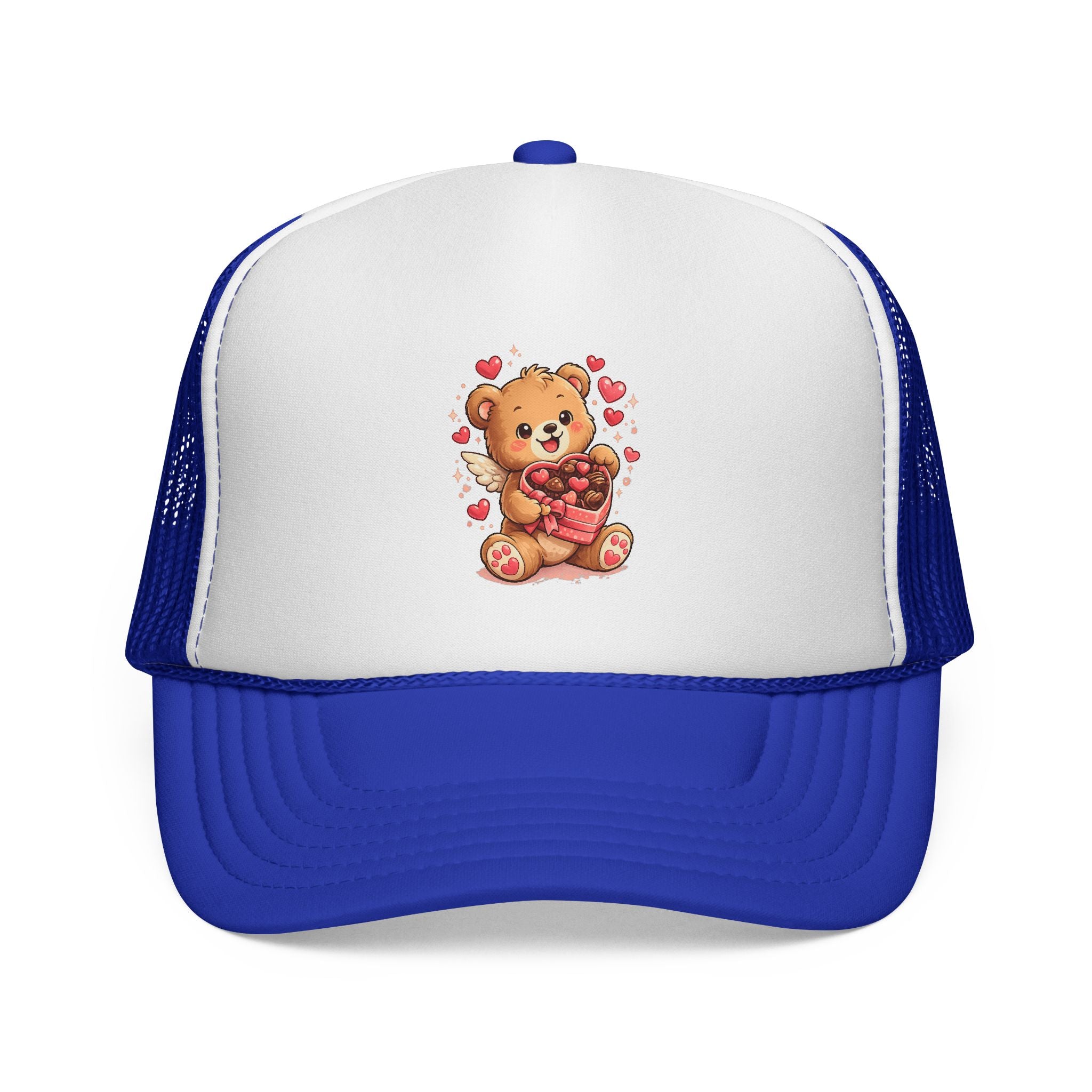 Valentine Teddy Trucker Cap — Cute Heart Bear Valentine’s Hat