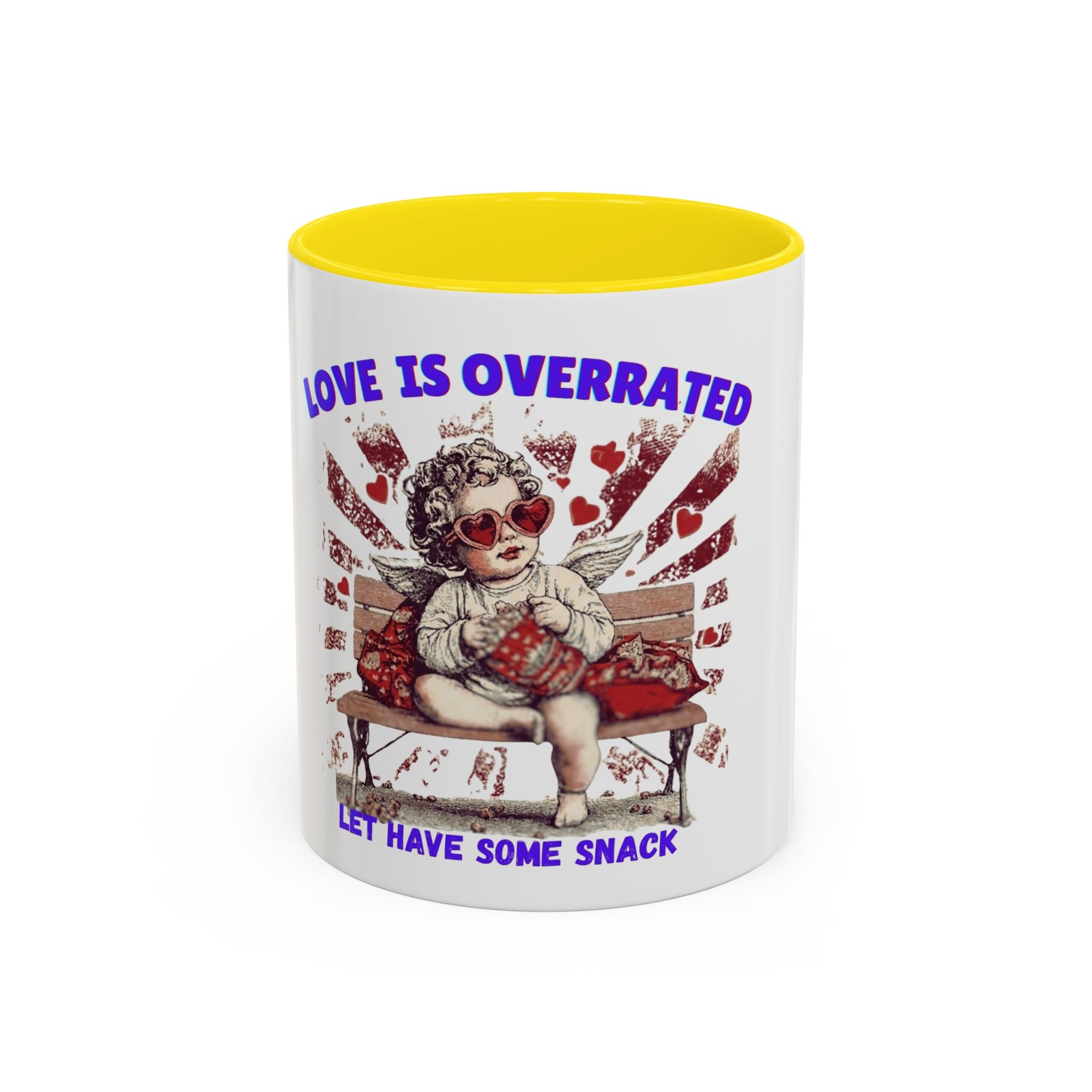 Coffee Mug — "Love Is Overrated, Let’s Have Some Snack" Funny Retro Grandma Novelty Mug