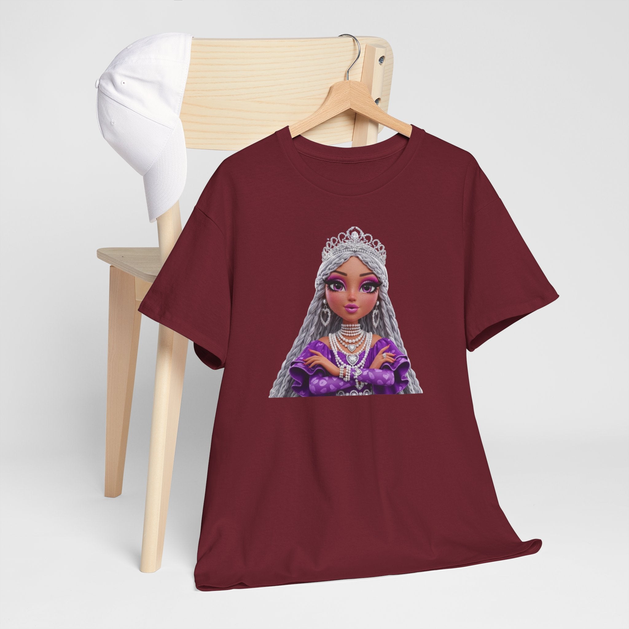 Queen Princess Portrait Tee — Purple Royalty Graphic T-Shirt